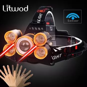 Головной свет, мощность лампы, фонарик, фара, датчик фар, светодиодные лампы, 2x18650, батарея 30 Вт, 4 режима, литиевая батарея Option A