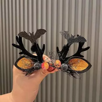 Головной убор для девочек на Хэллоуин, темная детская заколка для волос с демоном, ведьма, декоративная повязка на голову для взрослых, женская заколка для волос