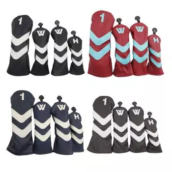 Головной убор для гольф-клуба, универсальный чехол из искусственной кожи, большой полосатый деревянный защитный чехол для гольфа, клюшка brown medium