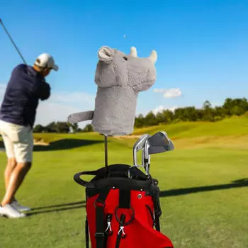 Головной убор для клюшки для гольфа, головной убор для водителя, забавный плюшевый защитник в виде животного, мультяшный носорог