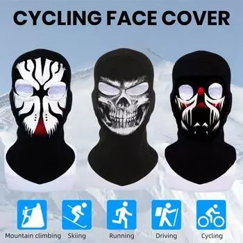Головной убор для велоспорта, зимняя ветрозащитная Балаклава, праздничный капюшон для лица на Хэллоуин для катания на лыжах, езды на мотоцикле, на открытом воздухе One Size A