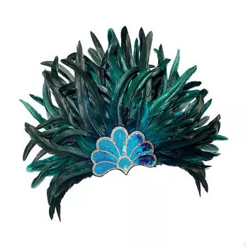 Головной убор из перьев для элегантных сценических выступлений оранжевый