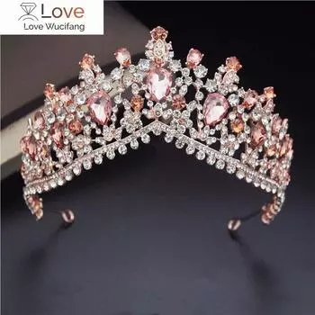 Головной убор невесты, корона со стразами, тиары и короны в форме капли воды для королевы, свадебные украшения для волос, свадебные танцевальные украшения для головы красный