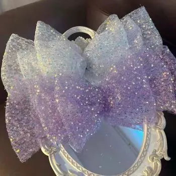 Головной убор Подарки Сетчатый держатель для хвоста Аксессуары для волос Большой бант Пружинный зажим Заколки в корейском стиле белый