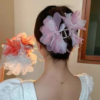 Головной убор с цветком, коготь для волос, ткань, марлевая заколка для волос, ювелирные изделия, имитация цветка, заколка для волос для женщин