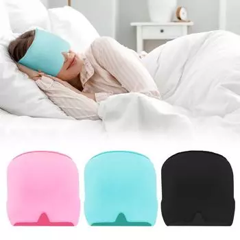 Головной убор с холодным компрессом для облегчения головной боли. Удобная маска для глаз в виде мешка со льдом для физиотерапии. Успокаивающая и выдвижная гелевая маска для головы. чёрный