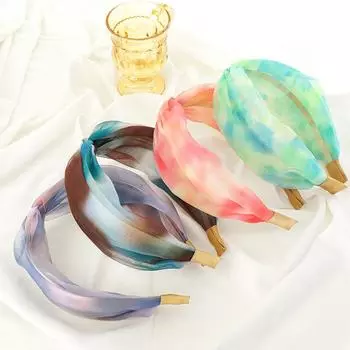 Головной убор Шпилька Модная резинка для волос из ткани из органзы Нежный окрашенный аксессуар для волос Сетчатая повязка на голову 17*13cm