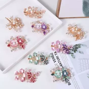 Головной убор, шпилька, украшения, головные уборы для невесты, заколки для волос из сплава с цветком, заколка для волос с кристаллами для свадьбы