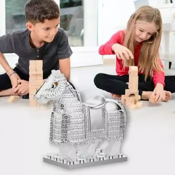 Головоломка игрушка собранная минифигурка боевой конь мини-фигурки из фильмов дети образовательное здание золотистый