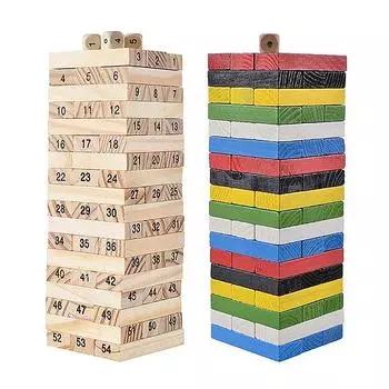 Головоломка из цельного дерева, сложенная высокая башня, блок для рисования, детская интерактивная настольная игра для родителей и детей коричневый древесины