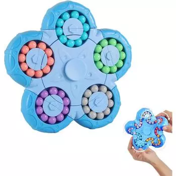 Головоломка Magic Bean, вращающийся кубик Magic Bean Fidget Cube 2-в-1, подарок для детей, мальчиков и девочек в возрасте 3+, 5-7, 8-12 лет, головоломка Fidgets Toys для подростков и взрослых 14*14*3cm синий