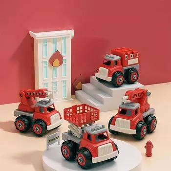 Головоломка Моделирование DIY Игрушки Модель Машины Пластик DIY Сборка Пожарная Машина Мальчики Игрушка Style B