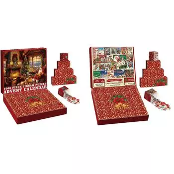 Головоломка обратного отсчета до Рождества, Фестивальная головоломка Календарь прибытия 1000 деталей, Игрушки-головоломки, Календарь обратного отсчета до прибытия, Календарь обратного отсчета One Size