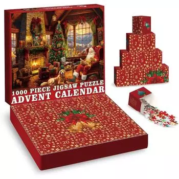 Головоломка обратного отсчета до Рождества, Фестивальная головоломка Календарь прибытия 1000 деталей, Игрушки-головоломки, Календарь обратного отсчета до прибытия, Календарь обратного отсчета One Size
