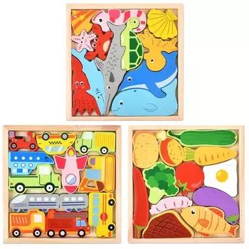 Головоломка Oz Toy Balance Picture Match Domino с изображением моря + транспорта + еды, популярные корейские головоломки
