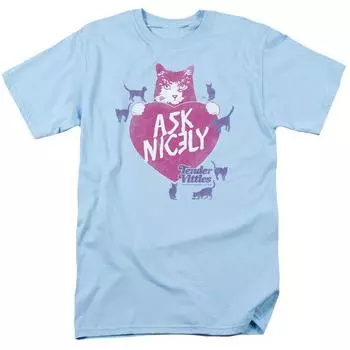 Голубая футболка унисекс Tender Vittles Nicely Cat Food S