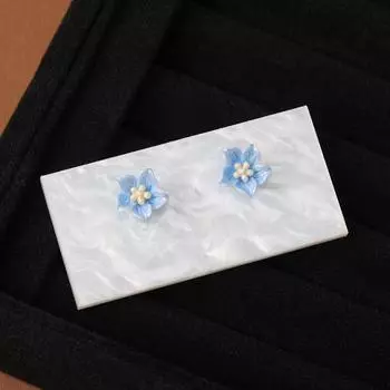 Голубая камелия Цветок Серьги-гвоздики с пряжкой Корейские цветочные серьги-гвоздики Цветочные вечерние серьги синий