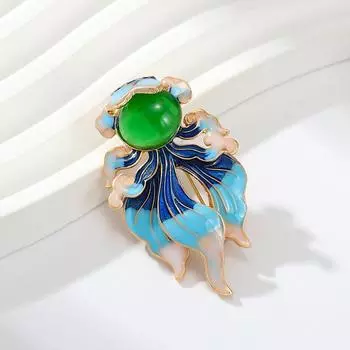 Голубая масляная капающая маленькая золотая рыбка Guofeng, женская высококачественная имитация эмали, цветной карп, корсаж, одежда с аксессуарами