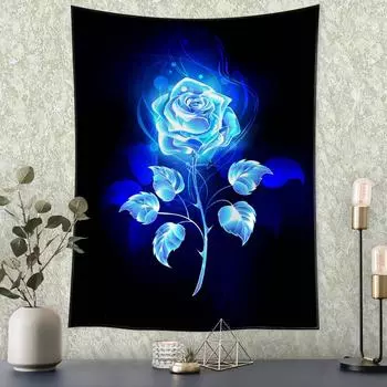 Голубая Роза Гобелен Настенный Цветочный Искусства Богемный Хиппи Простая Эстетическая Комната Спальня Домашний Декор Фон Ткань 95x70CM