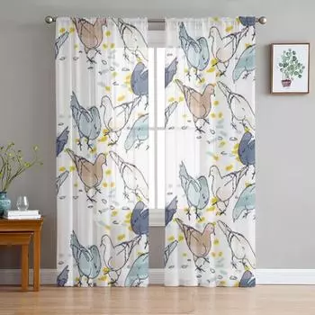 Голуби красочные абстрактные геометрические фигуры шифоновые прозрачные шторы для гостиной спальни оконные занавески вуали тюль Cortinas 135W x 114H(cm)