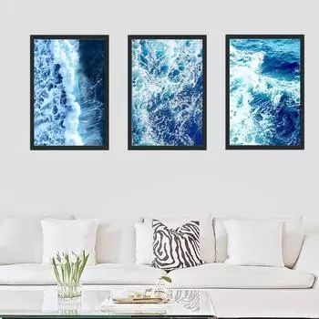 Голубое Море Морской Пейзаж Волна Искусство Холст Семейный Вход Декоративная Живопись Настенная Живопись Cuadros Decoracion Салон Кухня Настенное Искусство 21*30cm