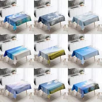 Голубое небо, белое облако, скатерть, кучевые облака, противообрастающая водонепроницаемая прямоугольная кухонная скатерть, украшение для дома 40x70cm