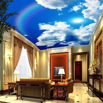 Голубое небо обои облако 3d потолочная настенная роспись небо солнечный свет Радуга настенная роспись детская комната спальня потолочная роспись Декор 200 cm(W) x 140 cm(H)