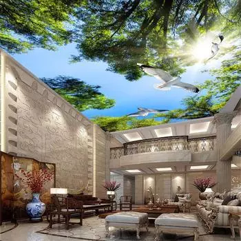 Голубое небо, зеленое дерево, белый голубь, потолочные обои, 3d, большие потолочные фрески, простые потолочные обои для гостиной в ресторане 200 cm(W) x 140 cm(H)