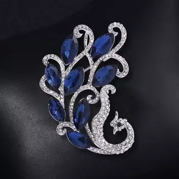 Голубой Кристалл Феникс Брошь Женская Сплав Бриллиантовый Набор Анти-Свет Булавка Модная Брошь Костюм Аксессуары
