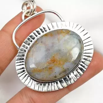 Голубой шилит кулон ювелирные изделия ручной работы, 925 цельное серебро кулон натуральный драгоценный камень ювелирные изделия, уникальный дизайн кулон свадебный подарок женские кулоны 2.13 Inches белый