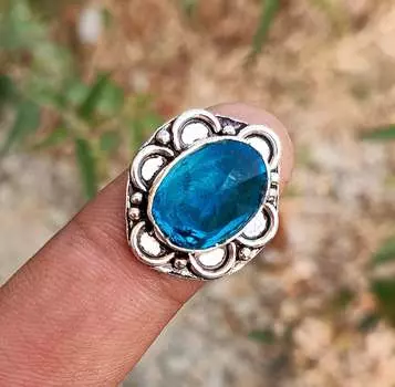Голубой топаз, драгоценный камень, серебро 925 пробы, Подарочное кольцо для матери, размер 5, ювелирные изделия HNR-R2-R456
