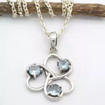 Голубой топаз Gemstone женщин кулон ожерелье 925 стерлингового серебра дизайнер ювелирных изделий синий