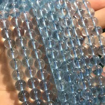 Голубой топаз, кварцевый кристалл, гладкие круглые бусины, 6 мм, 8 мм, 10 мм, 15-дюймовые полные нити 6MM