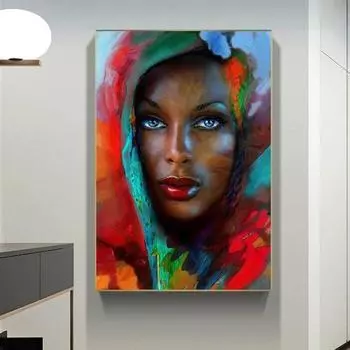 Голубые глаза, абстрактная африканская женщина, холст, картина, черная женщина, постеры, принты, настенные художественные картинки для гостиной, Настенный декор, Cuadros 21x30cm No Frame