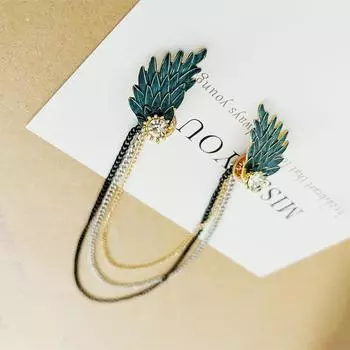 Голубые крылья брошь кисточка женская легкая роскошная нишевая премиум дизайн корсаж винтажный воротник аксессуары