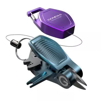 Gomexus Резак для лески SHARKBITE с катушкой с креплением на штифте, кусачки из нержавеющей стали, зазубренный резак для лески, совместимый с леской PE весом 10-80 фунтов