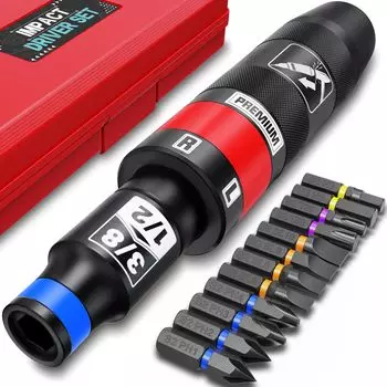 GOMLERT Impact Driver Drive 13 предметов Shock Driver Set Repair Tool Набор бит для снятия гаек 12,7 мм (1/2 дюйма)