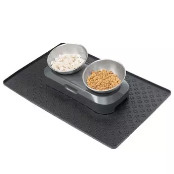 gomura Cat Pet Cat Питьевой рисовый коврик для домашних животных 15 градусов Корм для кошек Вода Легко для маленьких собак Тарелка, Посуда, Тарелка, Тарелка, В комплекте, Наклон, Нескользящий, серый