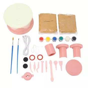 Гончарный круг для детей с инструментами для лепки. Полный обучающий набор для рисования на гончарном круге. розовый