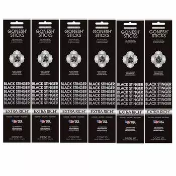 GONESH Incense Stick BLACK STINGER Black Stinger 6 pack 120 pieces