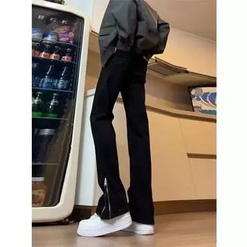 Гонконгские модные мужские летние новые 2024 персонализированные джинсы с буквами в стиле хип-хоп, модные уличные модные красивые брюки Rascal S чёрный