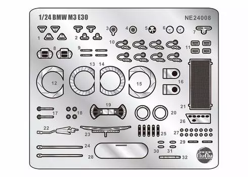 Гоночная серия BMW M3 E30 Group A 1988 Spa 24 Hours Race Winner Detail Up Parts Пластиковые детали для модели NE24008 Platz/NuNu 1/24