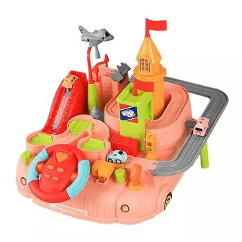 Гоночная трасса игрушка инерционная скользящая интерактивная обучающая детская машинка игрушка подарок на день рождения мальчики девочки розовый