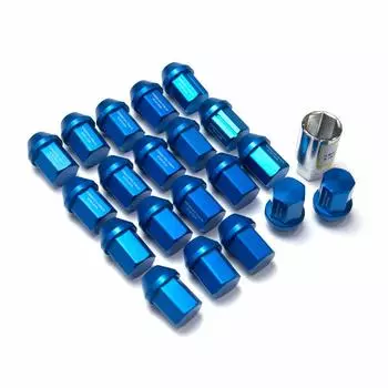 Гоночные гайки с контргайками 20 шт. Кованые гайки/колесо алюминий/алюмит [Выбор шага] [Выбор цвета] (Синий, P1.5)