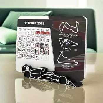 Гоночный календарь Yousheng 2025, гоночный календарь с подставкой для автомобиля или без нее, настольный календарь, ежемесячный планировщик, подарок для поклонников автоспорта A