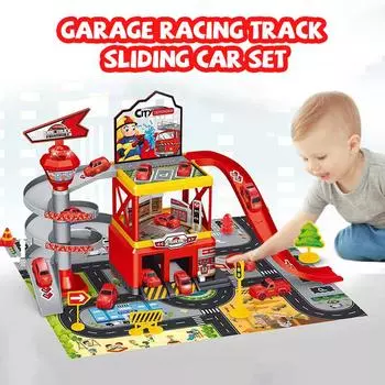 Гоночный трек для гаража, раздвижная парковка для автомобилей, игрушки, многоэтажная парковка для автомобилей, пожарная полиция, инженерное дело, мини-игрушка для мальчиков, подарок