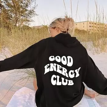 Good Energy Club женские толстовки с капюшоном Preppy Trendy Tumblr Pocket Hoodie Fashion Casual Jumper S белый