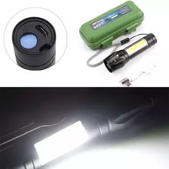 Good LED Rechargeable New Arrival Party Zoomable T6 COB USB Torch Flashlight Lamp Tactical Hot Sale High Quality Beautiful Gifts Portable 1