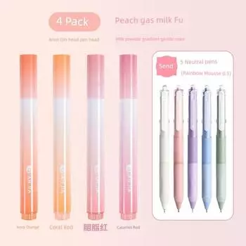 Good-looking Eye Protection Color Fluorescent Pen Students Use Color Stroke Key Points Marking Pen Marker Hand Account Special Fluorescent Pen [Four Pack] Peach Gas Milk Fu +5 Gel Pens