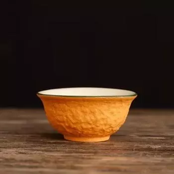 Good Luck, Orange Cover Bowl Cup Creative Non-Hot Tea Set, White Porcelain Three Talents With Lid Ceramic Setting